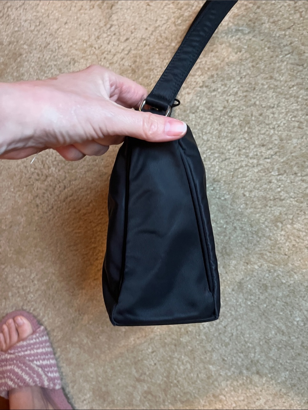 Kate Spade New York Black Nylon Shoulder Bag Y2K Minimalist Baguette Purse - Picture 6 of 7